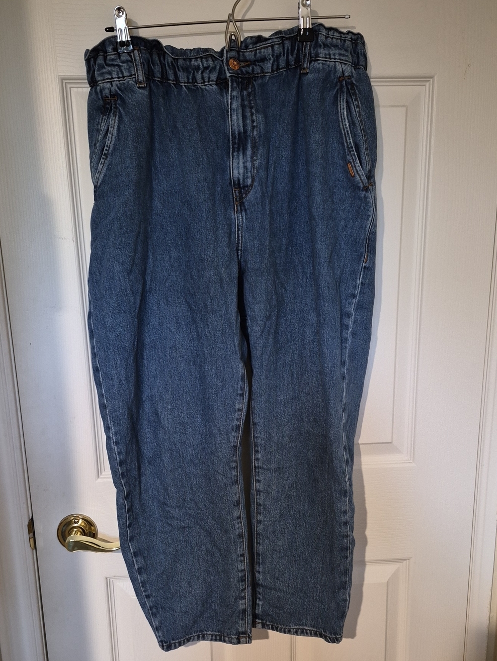 ZARA Blue High-Waisted Paperbag Baggy Tapered Jeans - Size US 10